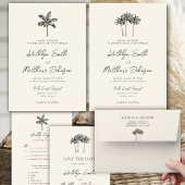 Palm Tree Ivory Minimalistischer Junggeselinnen-Ab Einladung