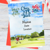 Golfer 75. Geburtstag mit Golftasche auf Golfplatz Pappteller