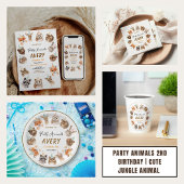 Party Animals 2nd Birthday | Cute Jungle Animal Runder Aufkleber