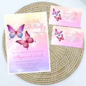 Pink Lavender Butterfly Babydusche Runder Aufkleber