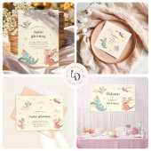 Kindergeburtstag niedlich Pastel Dragons Quadratischer Aufkleber