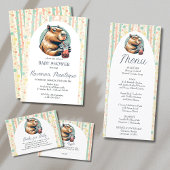 Striped Funny Capybara Personalized Baby Shower Serviette