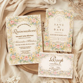 Pastel Garden Baroque Quinceañera Einladung