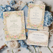 Pastellgarten Barockrosen-Hochzeit Save The Date