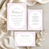 Pastell-Lavendel-gestreifte Hochzeit mit QR-Code-F Einladung