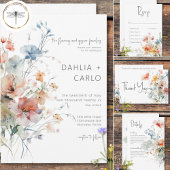 Pastell lose Wildblumen Moderner QR-Code RSVP Karte