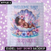Seashell Sleeping Black Baby Girl Baby Dusche Gästebuch