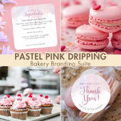 Pastel Pink Dripping Bakery Thank You Runder Aufkleber
