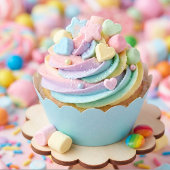Pastell-Marshmallow-Regenbogen-Cupcake-Geburtstag Pappteller