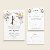 Botanical Sketch Floral Wedding Dinner Menu Menükarte