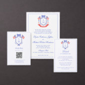 Patriotic Crest with Flags| Monogram Wedding RSVP Karte (Personalisiere diese Kollektion eines unabhängigen Creators.)