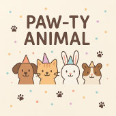 Paw-ty-Animal-Niedliche Geburtstagspartei Serviette