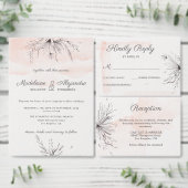 Romantische Pfirsich & grau florale Elegante Hochz All In One Einladung (Personalisiere diese Kollektion eines unabhängigen Creators.)