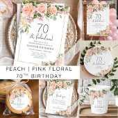 Pfirsich | Rosa Rose Floral 70. Geburtstag Banner