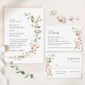 Pfirsich-Rosa Florale Hochzeit Save The Date