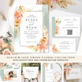 Elegante Peach Blush Cream and Sage Oval Wedding Einladung