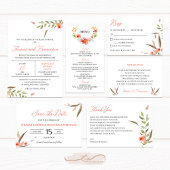 Peach Floral Watercolor Wedding Stickers