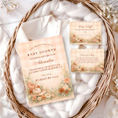 Peach Gingham Western Floral Baby Shower Einladung