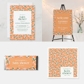 Summer Oranges Fruit Pink Baby Shower Custom Serviette