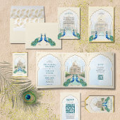 Indian Peacock Gold Taj Mahal Ästhetische Hochzeit Rechteckiger Aufkleber
