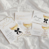 Pearls & Prosecco Black Bow Brautparty Einladung