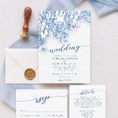 Minimalist Modern Navy Blue Script RSVP Card Karte