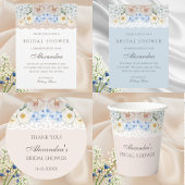 Pink Peony White Blue Hydrangea Brautparty Pappteller