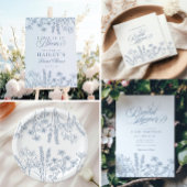 Elegant Periwinkle Blue Wildblume Brautparty Serviette