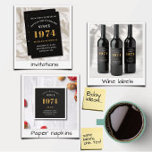 50. Geburtstag 1974 Eleganter Black Gold Chic Wandteppich