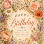 Personalisierter Retro-Blumen-Geburtstag mit Blume Button