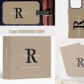 Benutzerdefinierter moderner Taupe Monogram Script Geschirrtuch