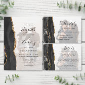 2-Foto-Black-Gold-Agate Einladung zur Hochzeit (Personalisiere diese Kollektion eines unabhängigen Creators.)