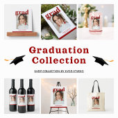 Photo Graduation Party Elegant Modern Script Weinetikett