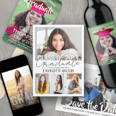 Cheers Abschluss 1 Foto Elegantes, weißes Script Bierflaschenetikett