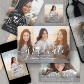 Abschluss Foto & Elegantes Jahr für weiße Skripte Runder Aufkleber