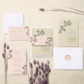 Blue Peach Blossom Blume Asiatisches Hochzeitsfest Dankeskarte (Personalisiere diese Kollektion eines unabhängigen Creators.)