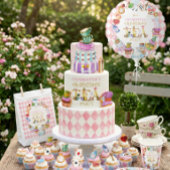 Rosa Alice im Wunderland 4. Geburtstag Pappteller