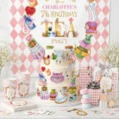 Rosa Alice im Wunderland 7. Geburtstag Pappbecher