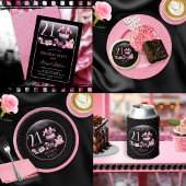 Glam Pink Black Fashion 70th Birthday Party Untersetzer