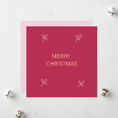 Pink and Cream Illustrated Bow Merry Christmas Fleecedecke