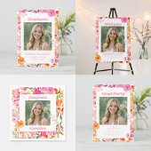 Pink Orange Floral Graduation Party Photo 2026 Pappteller