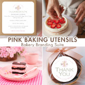 Pink Baking Utensils Bakery Product Name Runder Aufkleber