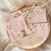Pink Boho Western Hochzeit speichern das Datum Save The Date