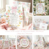 Pink Bow Bloom Baby Shower Return Address