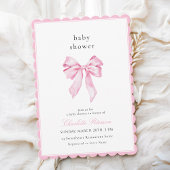 Minimalist Pink Bow Baby Shower Invitation Einladung