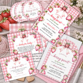 Plaid bow berry sweet baby shower backdrop wandteppich