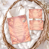 Pink Celestial Bows Clouds Baby Shower Einladung