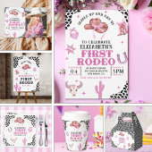 Pink & Black Western Cowgirl "First Rodeo" Birthda Poster