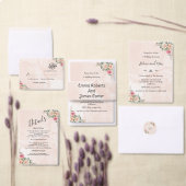 Pink Cream Floral Wedding Save the Date Cards Einladung (Personalisiere diese Kollektion eines unabhängigen Creators.)