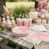 Pink Daisy Wild One 1. Geburtstag Button